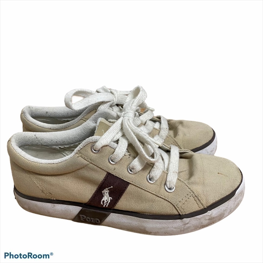 Polo Ralph Lauren Tan Sneakers Sz 3 Kids Youth Boy